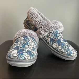 Sketchers BOBS Too Cozy Wondering Eyez Dog Print Slipper with Faux Fur Lining